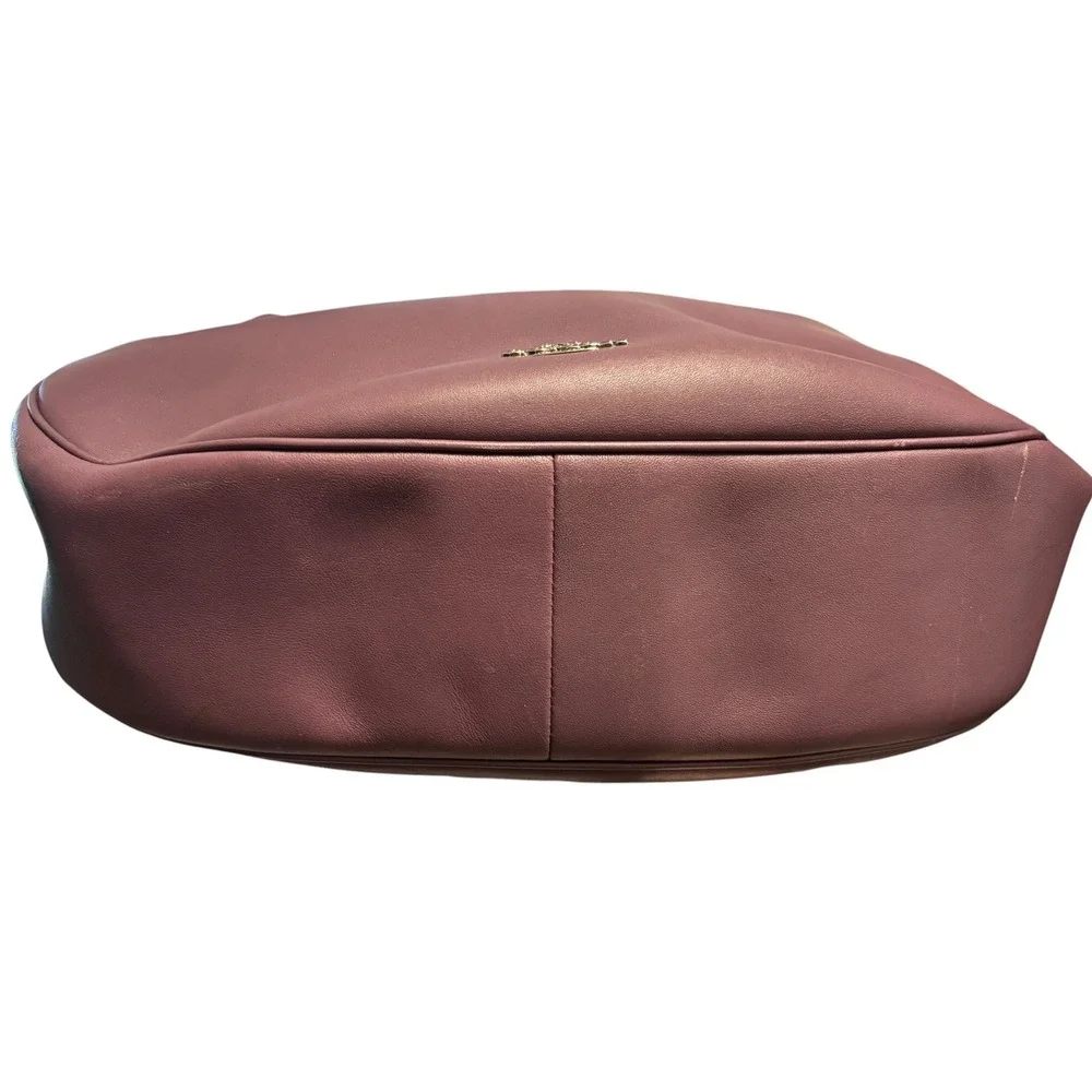 Coach Nomad Hobo Eggplant Glovetanned Leather Gold Hardware Minimalist OS NEW